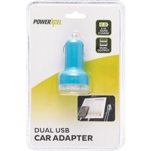 slide 1 of 1, Powerxcel Usb Car Charger 2.1, Teal, 1 ct