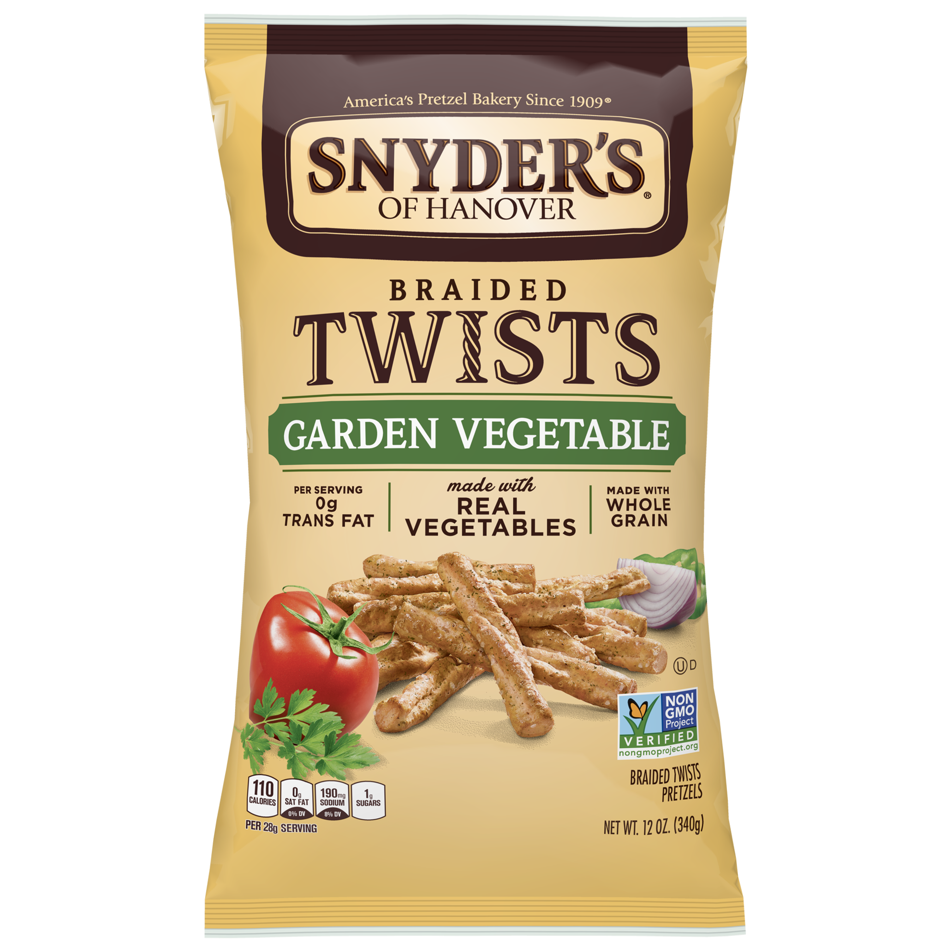 slide 4 of 5, Snyder's of Hanover Braided Twists Garden Vegetable Pretzels 12 oz, 12 oz