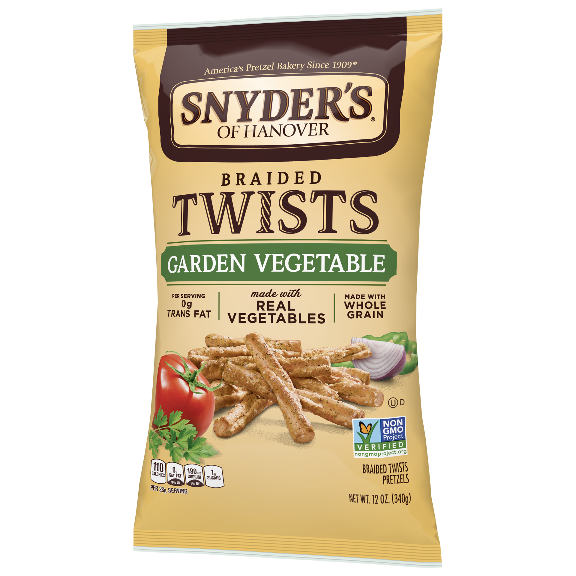 slide 2 of 5, Snyder's of Hanover Braided Twists Garden Vegetable Pretzels 12 oz, 12 oz