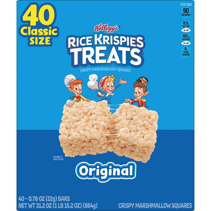 slide 8 of 11, Rice Krispies Treats Original Marshmallow Squares - 40ct/31.2oz, 40 ct, 31.2 oz