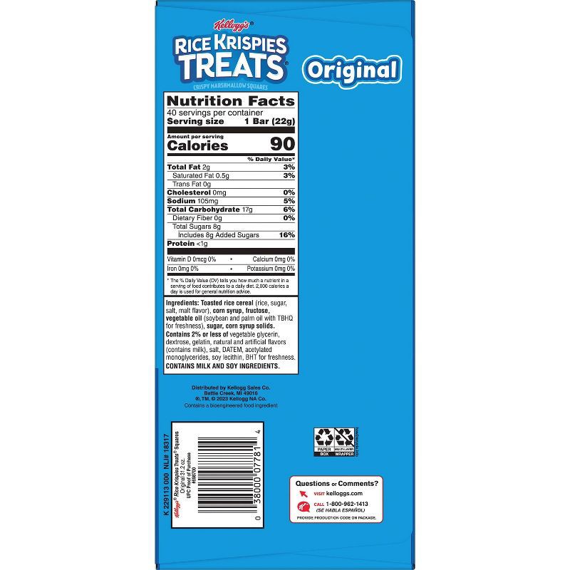 slide 9 of 11, Rice Krispies Treats Original Marshmallow Squares - 40ct/31.2oz, 40 ct, 31.2 oz