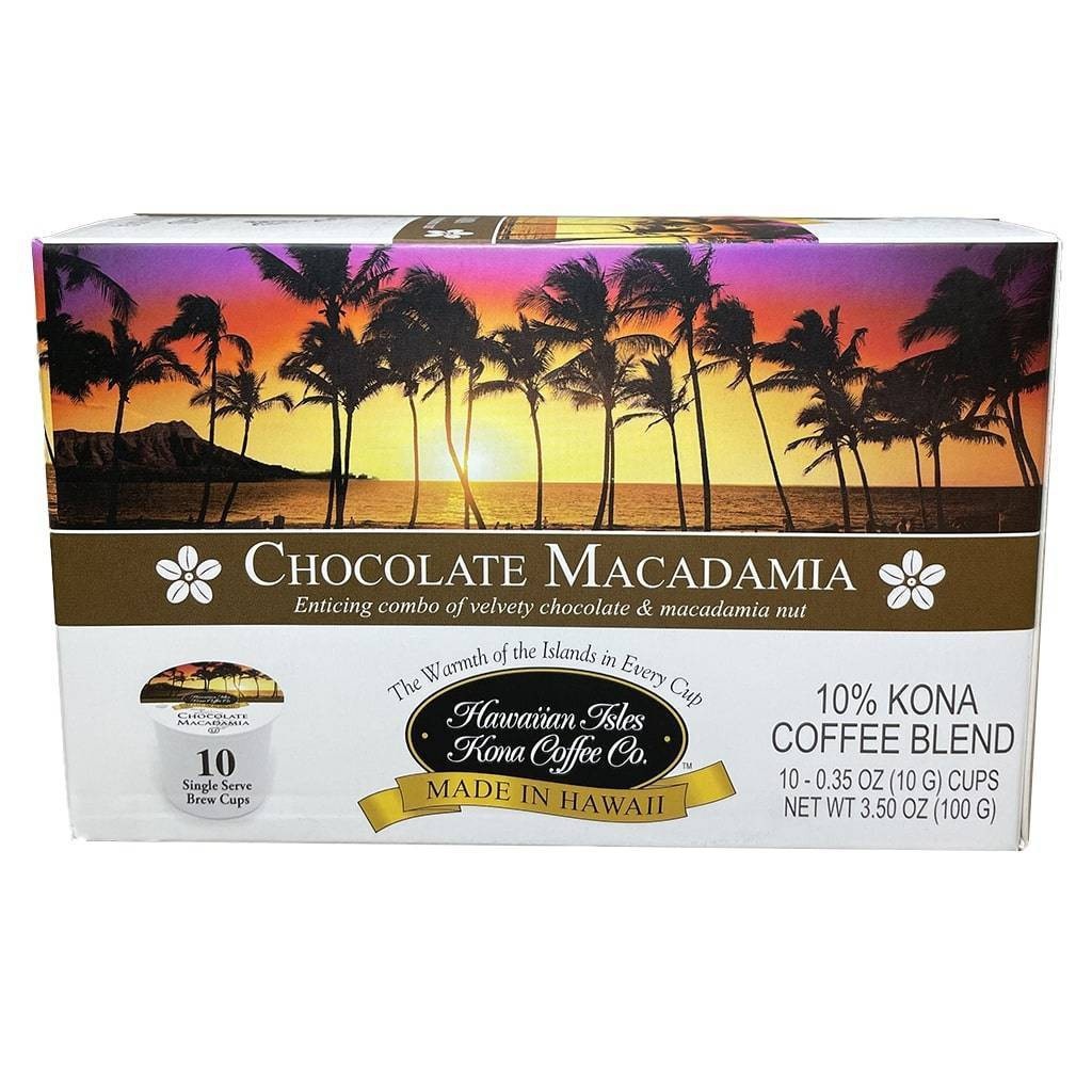 Hawaiian Isles Kona Chocolate Macadamia Medium Roast Coffee Single Serve Pods 10ct 10 ct Shipt