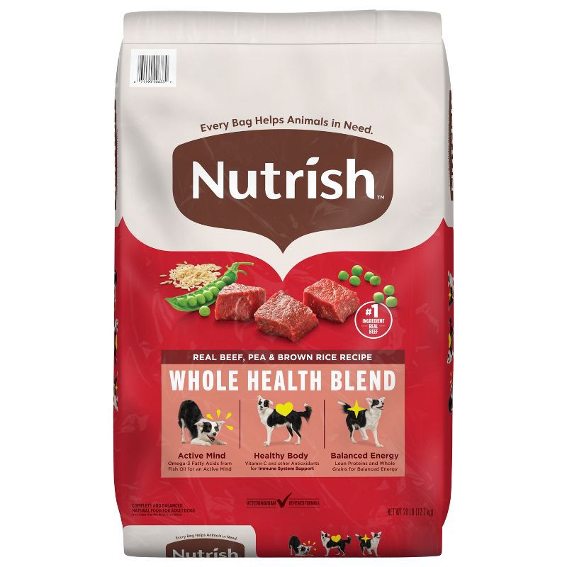 slide 1 of 10, Nutrish Whole Health Blend Real Beef, Pea & Brown Rice Recipe Dry Dog Food - 28lbs, 28 lb