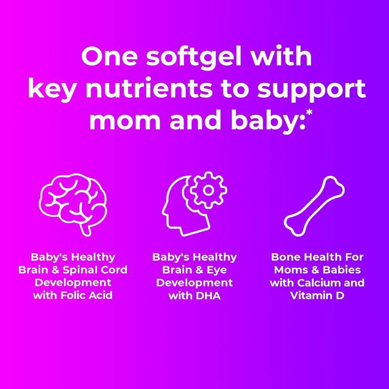 slide 3 of 9, One A Day Women's Prenatal Vitamin 1 with DHA & Folic Acid Multivitamin Softgels - 60ct, 60 ct