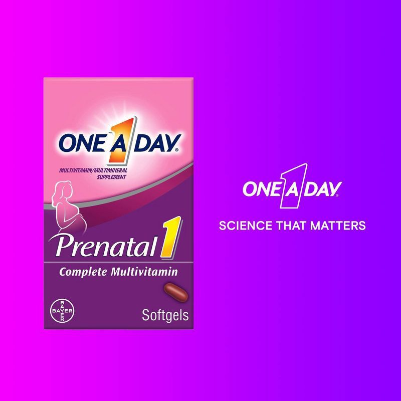 slide 8 of 9, One A Day Women's Prenatal Vitamin 1 with DHA & Folic Acid Multivitamin Softgels - 60ct, 60 ct