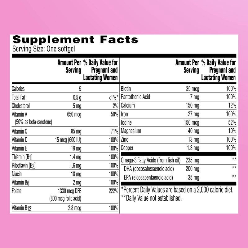 slide 10 of 10, One A Day Women's Prenatal Vitamin 1 with DHA & Folic Acid Multivitamin Softgels - 60ct, 60 ct
