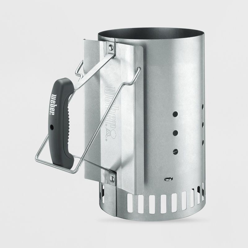 slide 1 of 5, Weber Rapidfire Chimney Starter: Aluminized Steel, Heat-Resistant, No Assembly Required, 1 ct