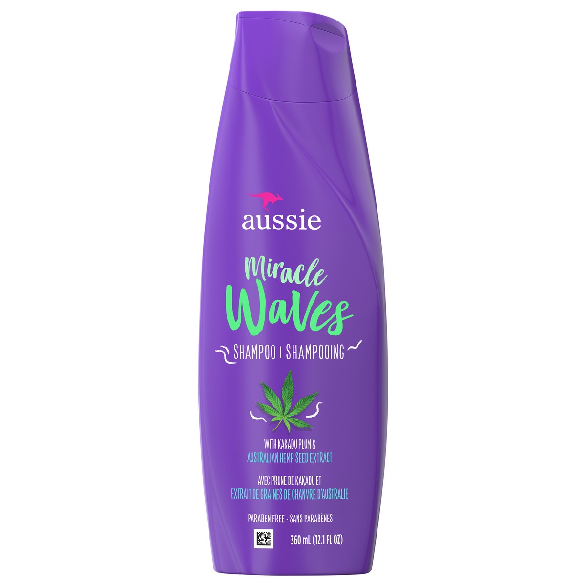 slide 1 of 3, Aussie Miracle Waves Anti-Frizz Hemp Paraben-Free Shampoo,12.1 fl oz, 12.10 fl oz