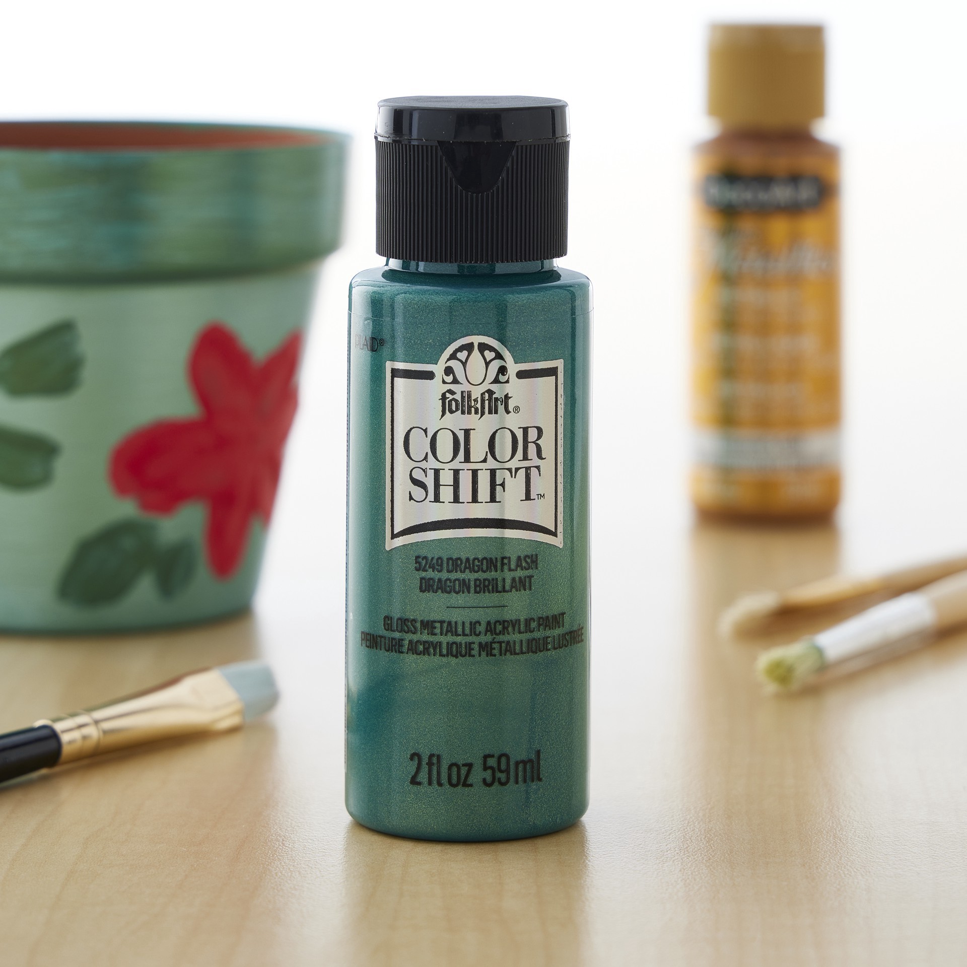 slide 3 of 3, Folkart Color Shift Gloss Finish Metallic Acrylic Paint, 2 fl oz