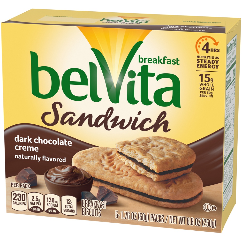 slide 4 of 9, Nabisco Belvita Dark Chocolate Creme Breakfast Biscuits, 8.8 oz