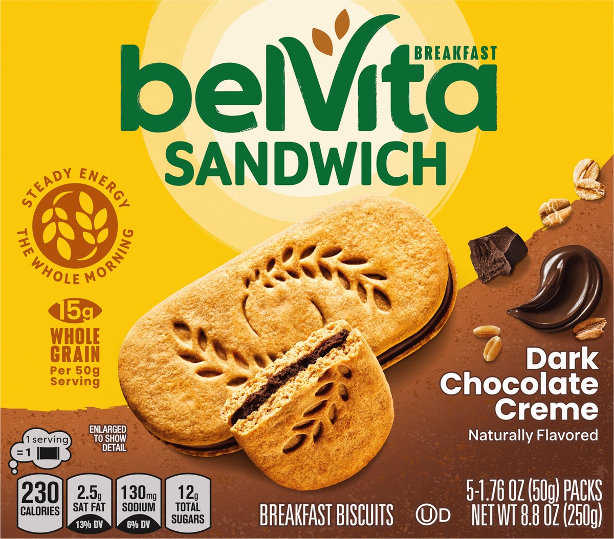 slide 5 of 9, Nabisco Belvita Dark Chocolate Creme Breakfast Biscuits, 8.8 oz