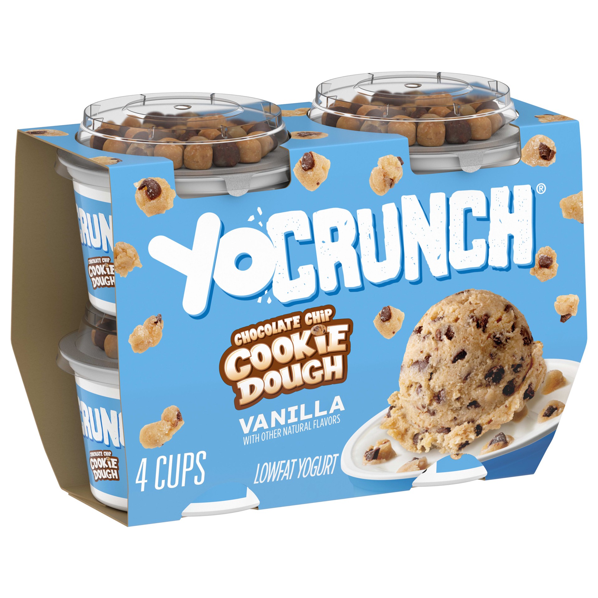 slide 1 of 9, YoCrunch Low Fat Vanilla Yogurt with Cookie Dough, 4 oz., 4 Pack, 4 oz