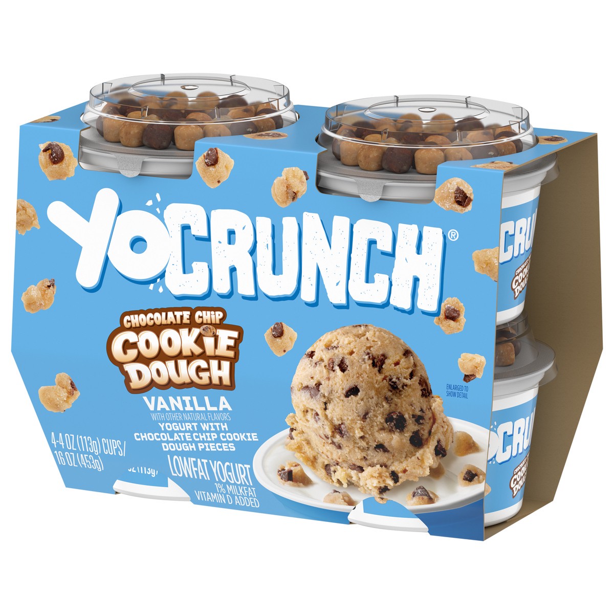 slide 3 of 9, YoCrunch Low Fat Vanilla Yogurt with Cookie Dough, 4 oz., 4 Pack, 16 oz