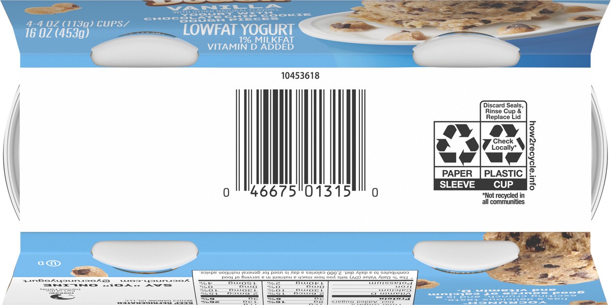 slide 7 of 9, YoCrunch Low Fat Vanilla Yogurt with Cookie Dough, 4 oz., 4 Pack, 16 oz