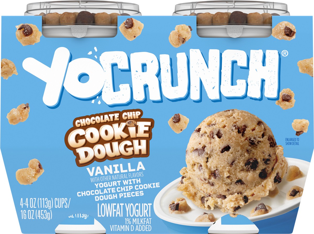 slide 2 of 9, YoCrunch Low Fat Vanilla Yogurt with Cookie Dough, 4 oz., 4 Pack, 4 oz