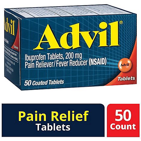 slide 1 of 1, Advil Pain Reliever Fever Reducer 200mg Ibuprofen Coated Tablets - 50 Count, 50 ct