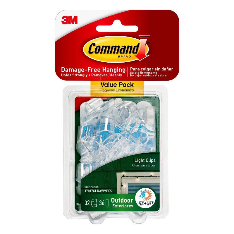 slide 1 of 12, Command Outdoor Light Clips with Foam Strips Clear, 1 ct