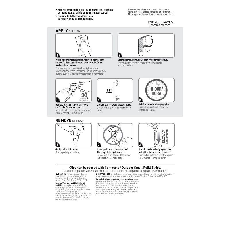slide 10 of 14, Command Damage-Free Hanging Outdoor Light Clips with Adhesive Strips, 1 ct