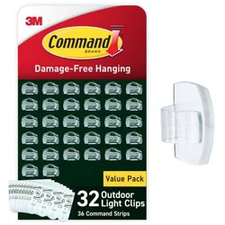 Command Damage-Free Hanging Outdoor Light Clips with Adhesive Strips