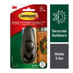 Command Large Sized Outdoor Forever Classic Metal Decorative Hook with Foam Strips Bronze
