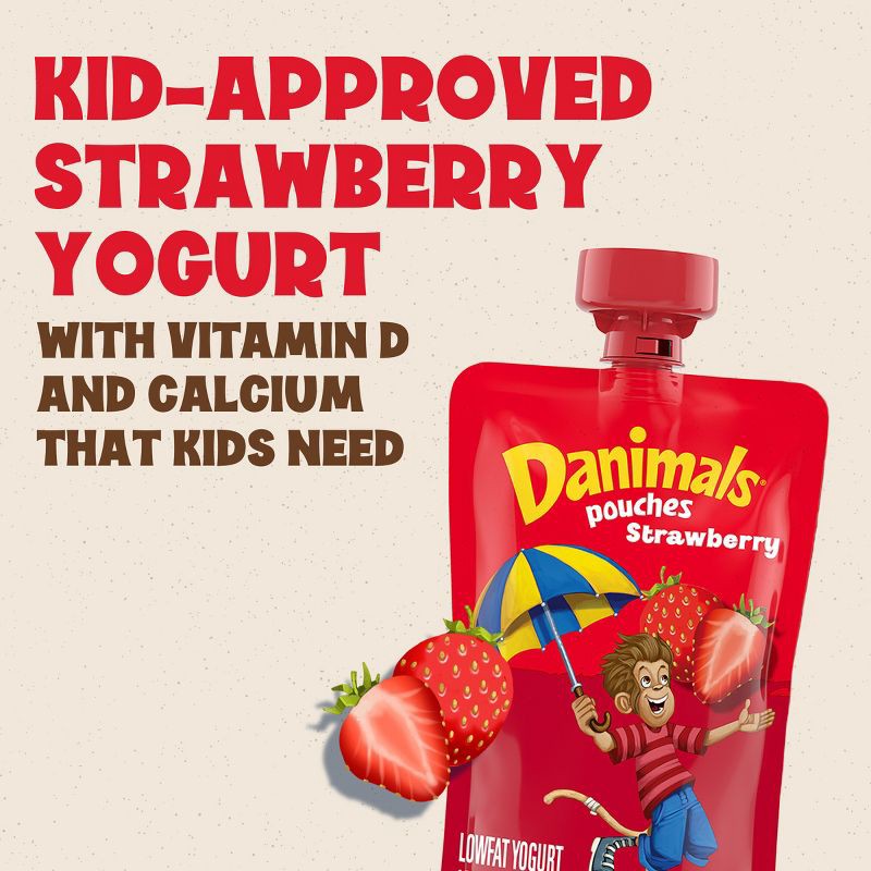 slide 3 of 12, Danimals Strawberry Kids' Squeezable Yogurt - 4ct/3.5oz Pouches, 4 ct; 3.5 oz