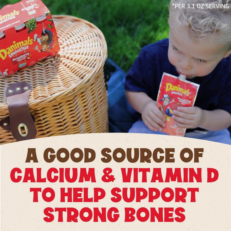 slide 4 of 12, Danimals Strawberry Kids' Squeezable Yogurt - 4ct/3.5oz Pouches, 4 ct; 3.5 oz