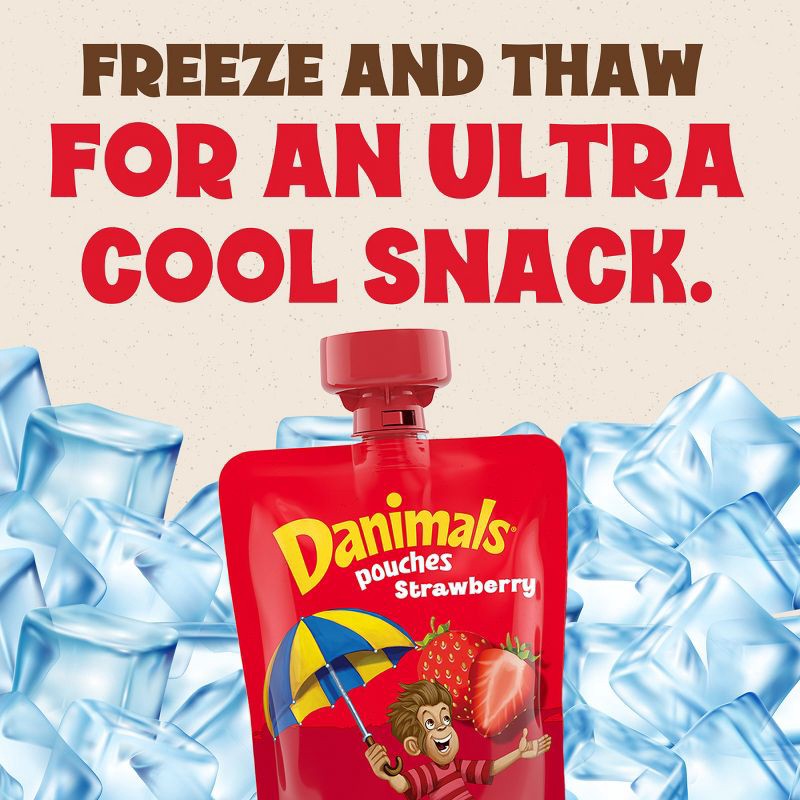 slide 5 of 12, Danimals Strawberry Kids' Squeezable Yogurt - 4ct/3.5oz Pouches, 4 ct; 3.5 oz
