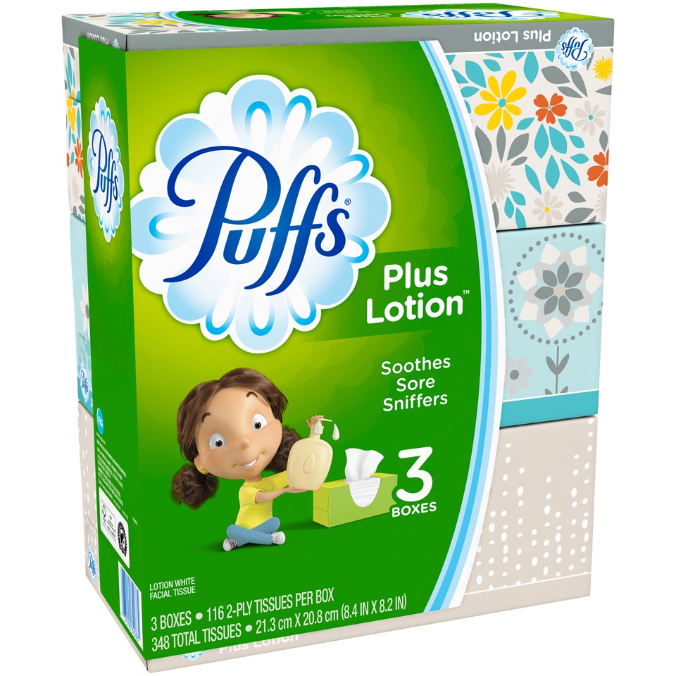 slide 3 of 4, Puffs Facial Tissue 3 ea, 3 ok; 116 ct