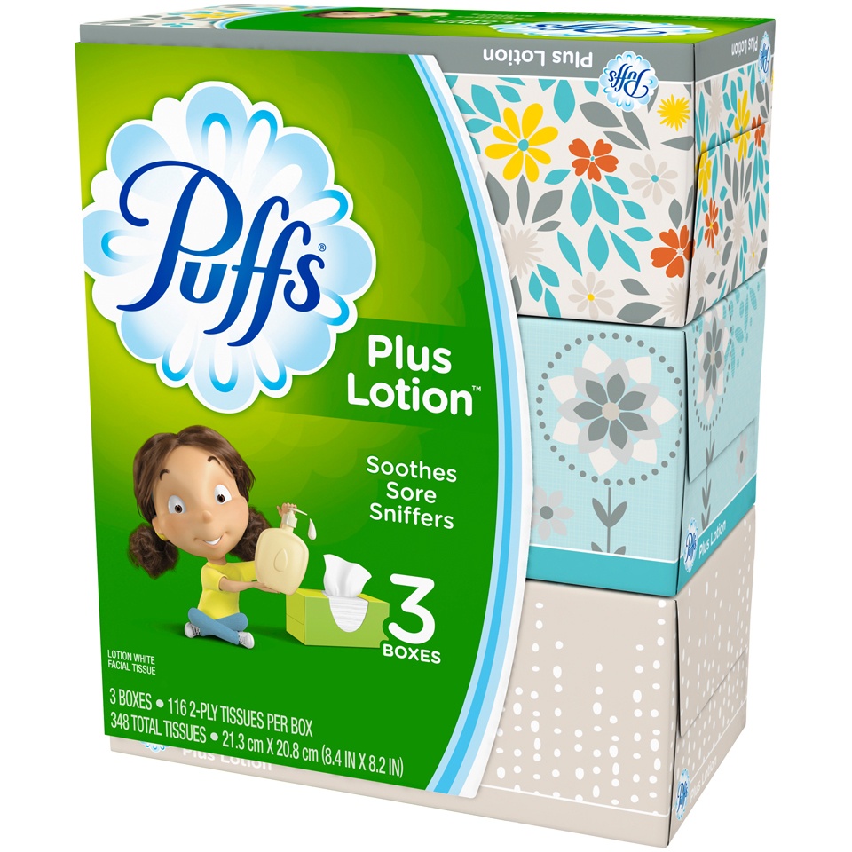 slide 4 of 4, Puffs Facial Tissue 3 ea, 3 ok; 116 ct