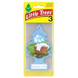Little Trees Summer Linen Air Freshener 3pk: Car Freshener Tree, Sky Blue, Disposable, Non-Powered, 8 Weeks Duration