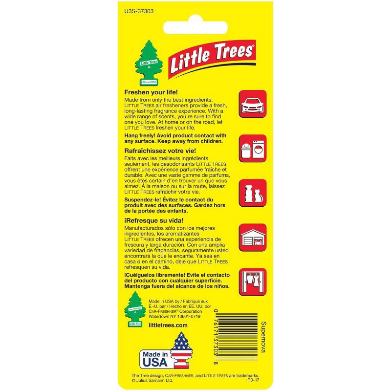 slide 2 of 4, Little Trees 3pk Supernova Air Freshener: Rain Scent, Car Freshener, Disposable, Gold & Black, 3 ct