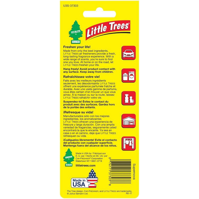 slide 3 of 5, Little Trees 3pk Supernova Air Freshener: Rain Scent, Car Freshener, Disposable, Gold & Black, 3 ct