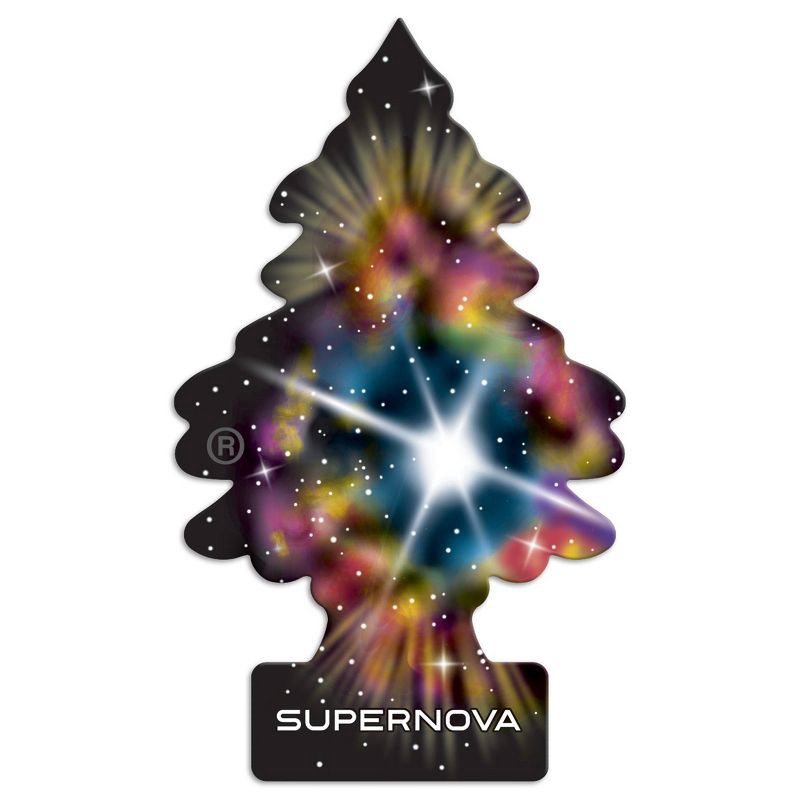 slide 3 of 4, Little Trees 3pk Supernova Air Freshener: Rain Scent, Car Freshener, Disposable, Gold & Black, 3 ct