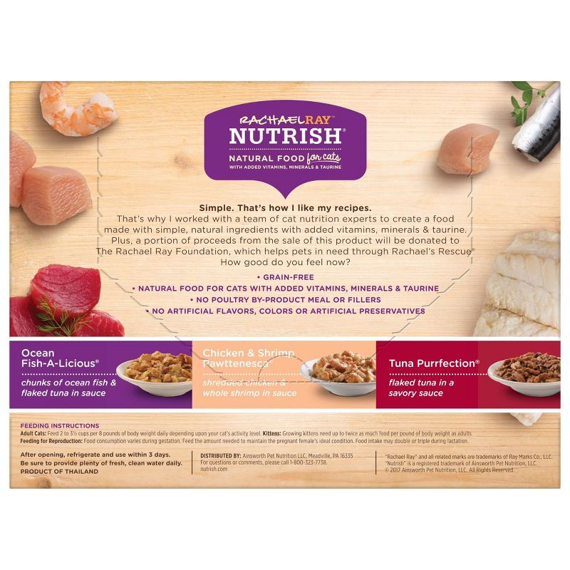 slide 2 of 5, Rachael Ray Nutrish Grain Free with Chicken,Tuna, Fish and Shrimp Wet Cat Food Ocean Lovers - 2.8oz/12ct Variety Pack, 12 ct; 2.8 oz