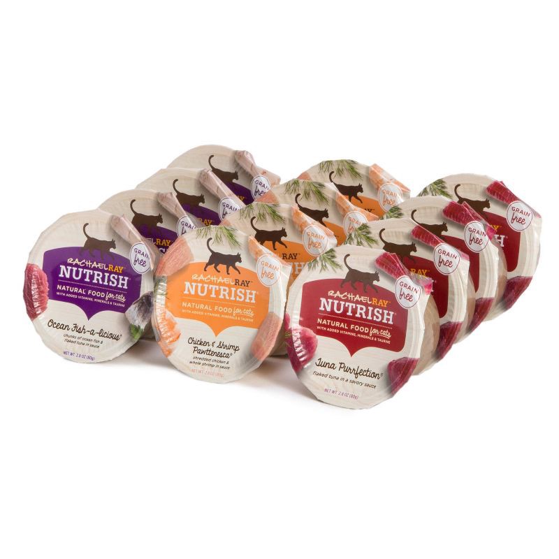 slide 4 of 5, Rachael Ray Nutrish Grain Free with Chicken,Tuna, Fish and Shrimp Wet Cat Food Ocean Lovers - 2.8oz/12ct Variety Pack, 12 ct; 2.8 oz