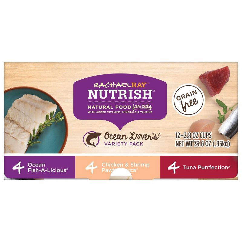 slide 5 of 5, Rachael Ray Nutrish Grain Free with Chicken,Tuna, Fish and Shrimp Wet Cat Food Ocean Lovers - 2.8oz/12ct Variety Pack, 12 ct; 2.8 oz