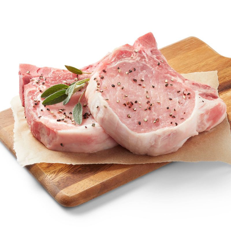 slide 2 of 3, Bone-in Thick Cut Center Cut Pork Chops - 0.90-3.00 lbs - price per lb - Good & Gather™, per lb