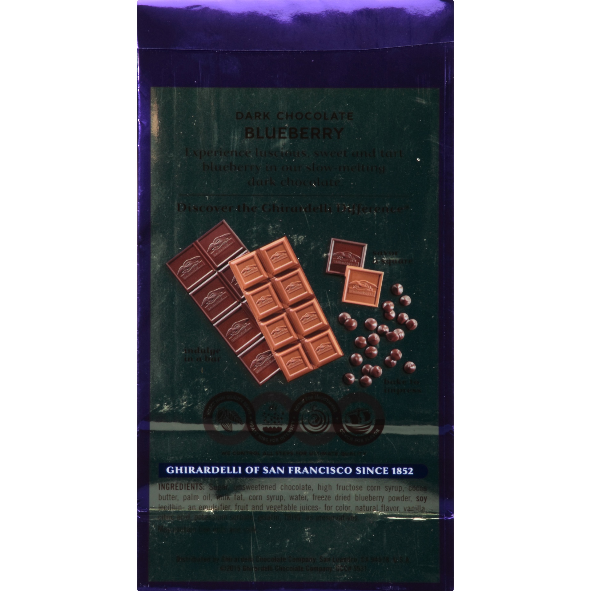slide 6 of 8, Ghirardelli Chocolate Squares Dark Chocolate Blueberry, 5.3 oz