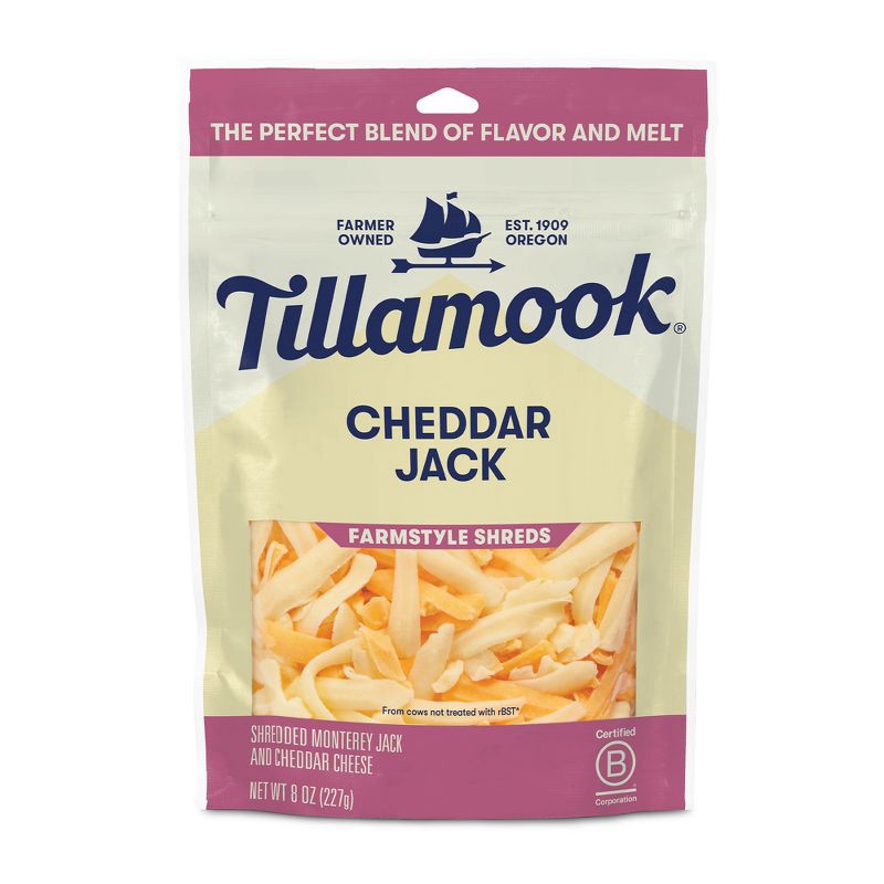 slide 1 of 3, Tillamook Farmstyle Cheddar Jack Shredded Cheese - 8oz, 8 oz