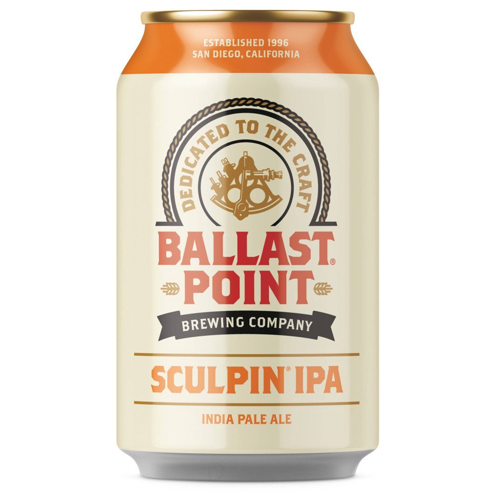 slide 2 of 3, Ballast Point Sculpin IPA Beer - 6pk/12 fl oz Cans, 6 ct; 12 fl oz