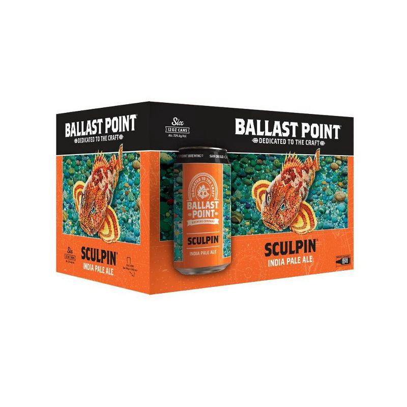 slide 1 of 3, Ballast Point Sculpin IPA Beer - 6pk/12 fl oz Cans, 6 ct; 12 fl oz