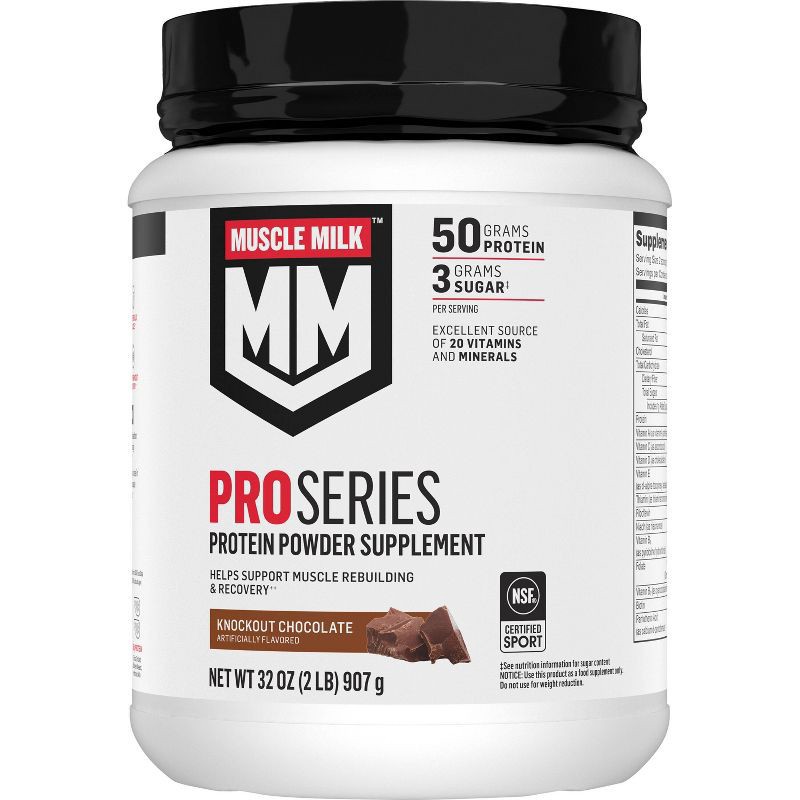 slide 1 of 5, Muscle Milk Pro Series Protein Powder - Knockout Chocolate - 32oz, 32 oz