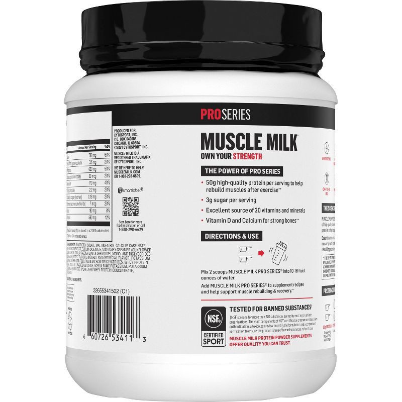 slide 3 of 5, Muscle Milk Pro Series Protein Powder - Vanilla - 32oz, 32 oz