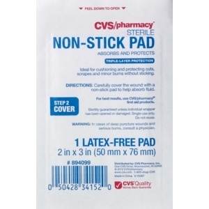 slide 1 of 1, CVS Health Sterile Latex-Free Non-Stick Pads, 2in X 3in, 1 ct