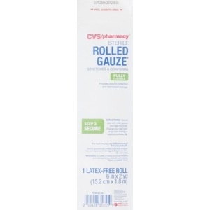 slide 1 of 1, CVS Health Sterile Latex-Free Rolled Gauze 6in X 2yd, 1 ct