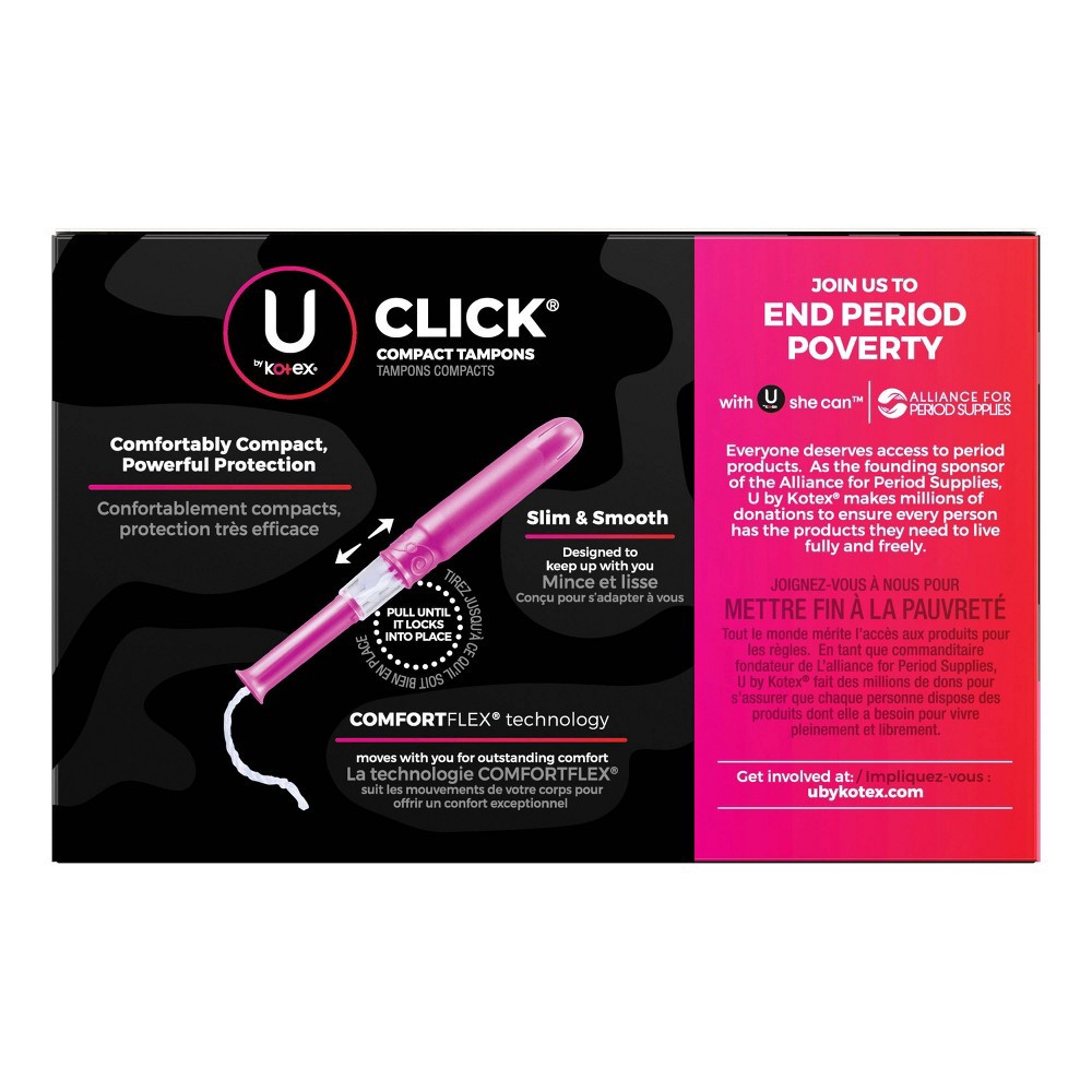 slide 7 of 9, U by Kotex Click Compact Tampons - Super - Unscented - 45ct, 45 ct