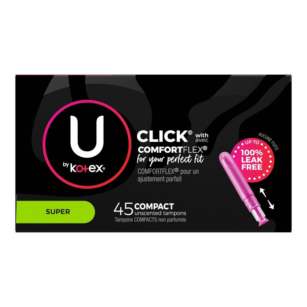 slide 8 of 9, U by Kotex Click Compact Tampons - Super - Unscented - 45ct, 45 ct