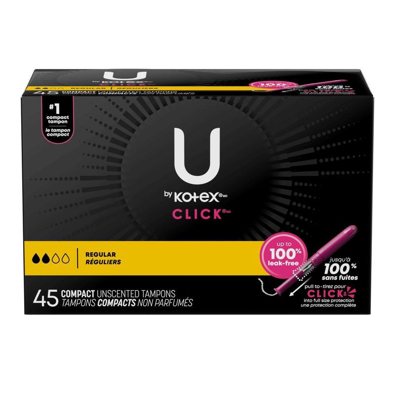 slide 2 of 12, U by Kotex Click Compact Unscented Tampons - Regular - 45ct, 45 ct