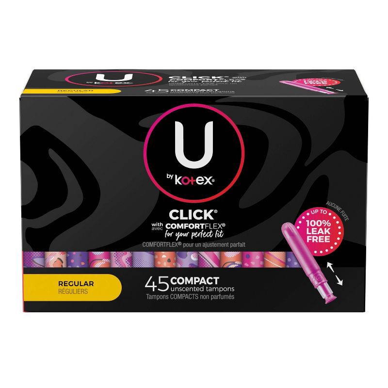 slide 9 of 9, U by Kotex Click Compact Unscented Tampons - Regular - 45ct, 45 ct