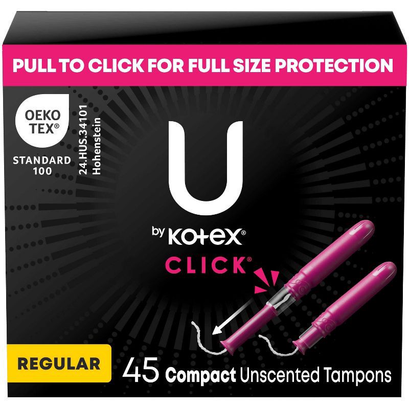 slide 1 of 12, U by Kotex Click Compact Unscented Tampons - Regular - 45ct, 45 ct